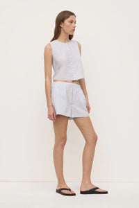 CORA STRIPE BUTTON FRONT TOP | WHITE/NAVY STRIPE