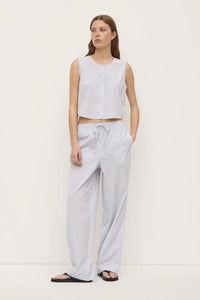 CORA STRIPE BUTTON FRONT TOP | WHITE/NAVY STRIPE