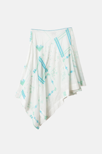 Damson Madder Corinne Hanky Hem Midi Skirt White Blue Embroidery