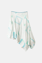 Damson Madder Corinne Hanky Hem Midi Skirt White Blue Embroidery