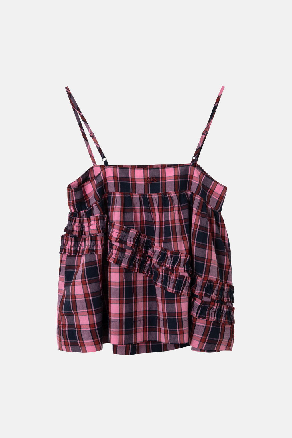 DAMSON MADDER NYRA RUFFLE CAMI | MAGENTA CHECK