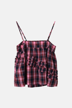 Damson Madder Nyra Ruffle Cami Magenta Check