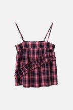 Damson Madder Nyra Ruffle Cami Magenta Check