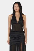 DELILAH SCARF TOP | BLACK