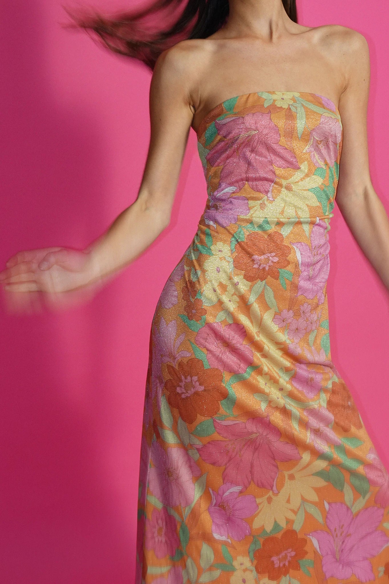 LUMINOUS MAXI DRESS | METALLIC TROPIC