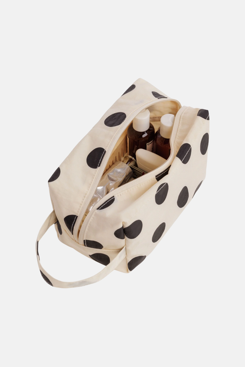 Baggu Dopp Kit Cream and Black Polka Dot