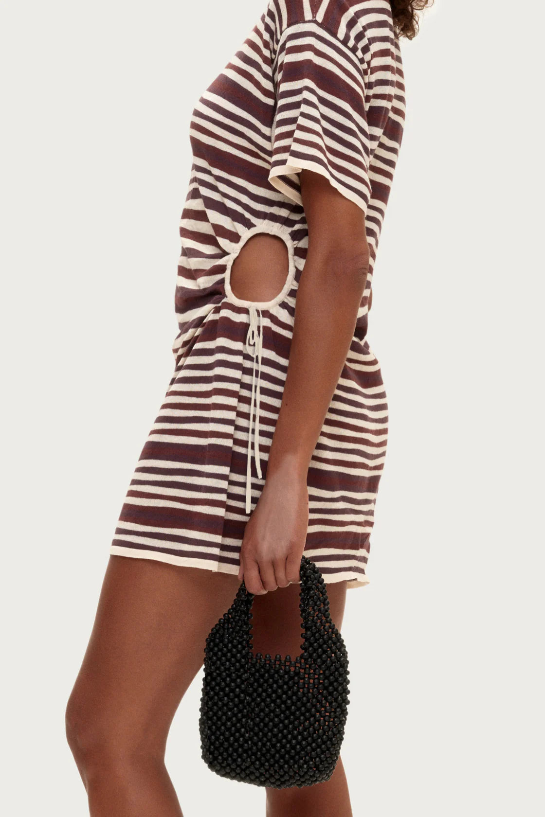T-SHIRT KNIT DRESS | CHOCOLATE STRIPE