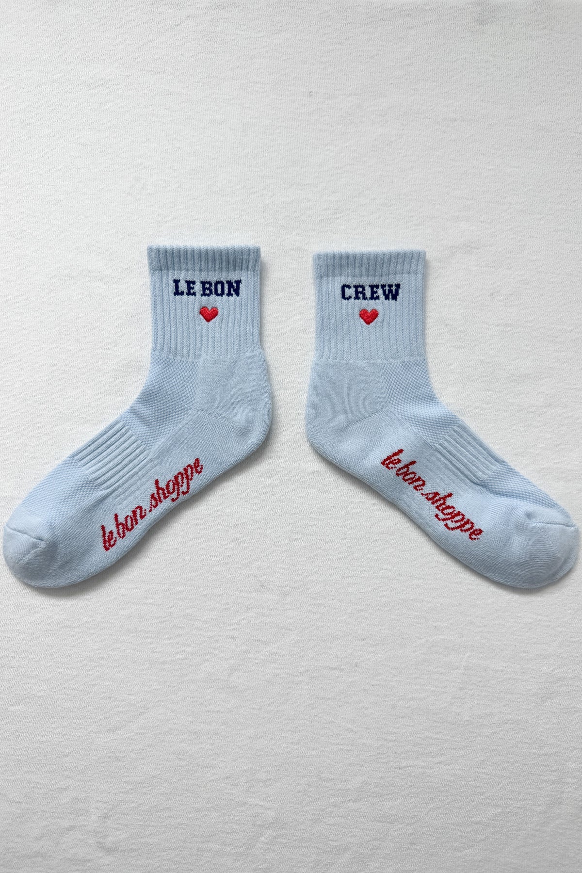 EMBROIDERED CREW SOCKS |  SKY BLUE