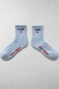 EMBROIDERED CREW SOCKS |  SKY BLUE