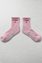Le Bon Shoppe Embroidered Crew Socks Strawberry Milk