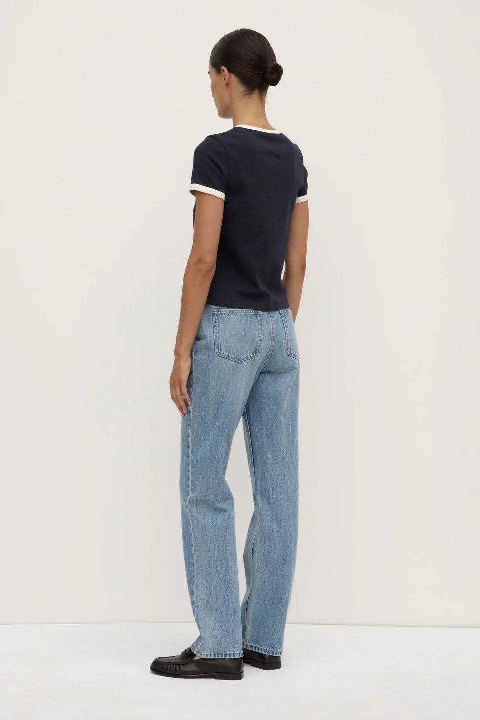 ELISE RINGER SHORT SLEEVE TEE | TRUE NAVY/CREAM