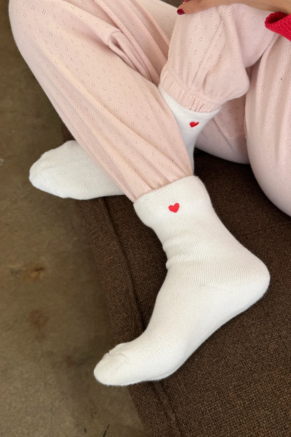 EMBROIDERED CLOUD SOCKS | WHITE + HEART