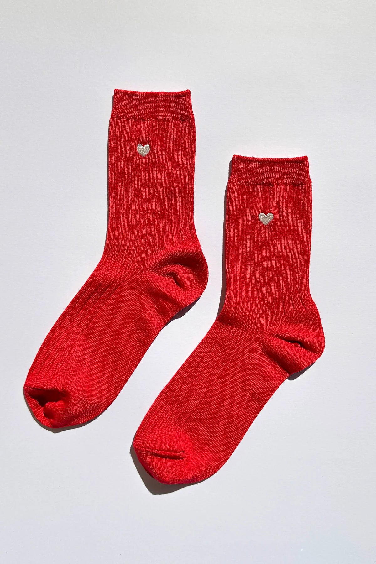 EMBROIDERED HER SOCKS | CLASSIC RED + HEART