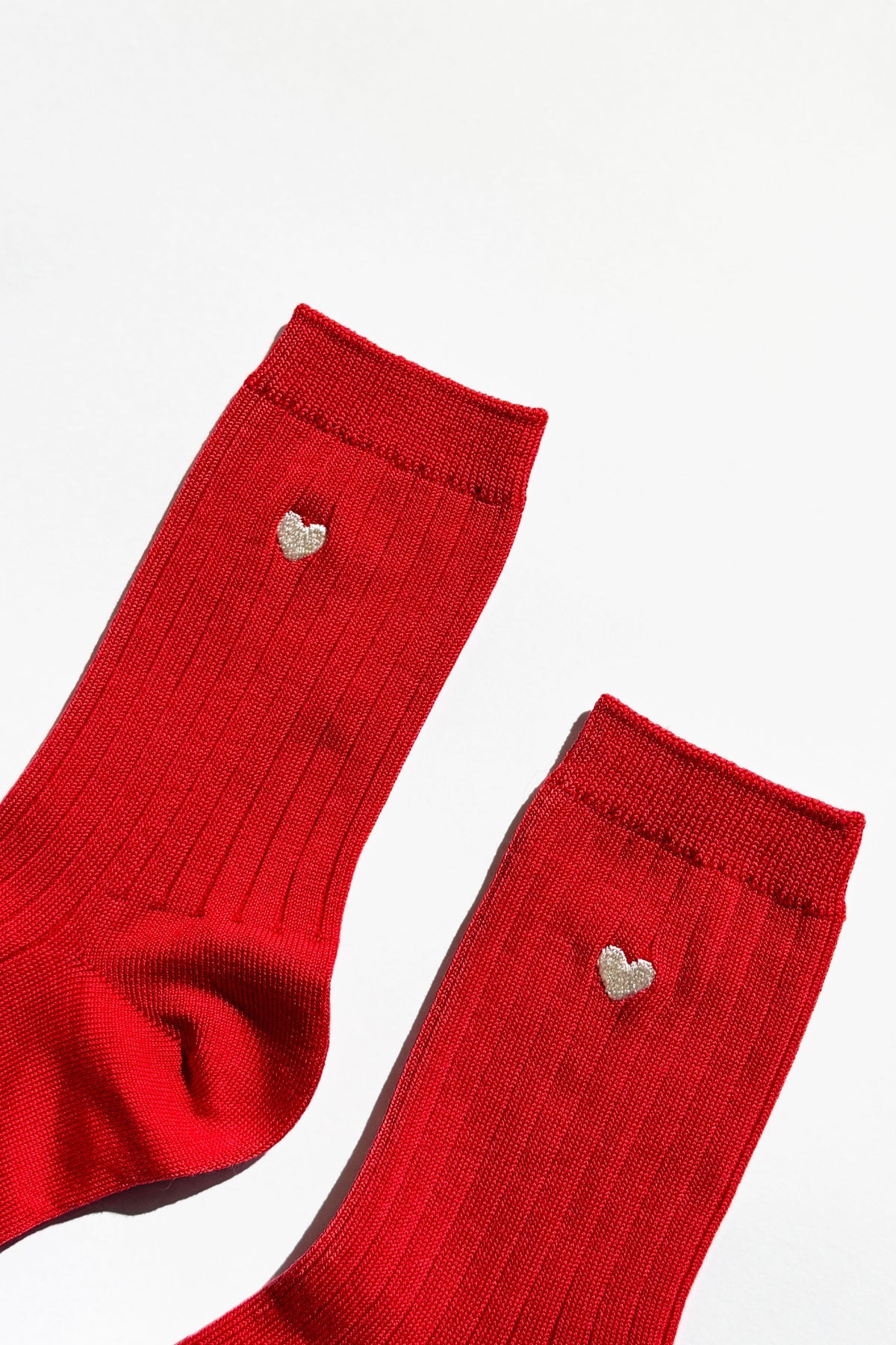 EMBROIDERED HER SOCKS | CLASSIC RED + HEART