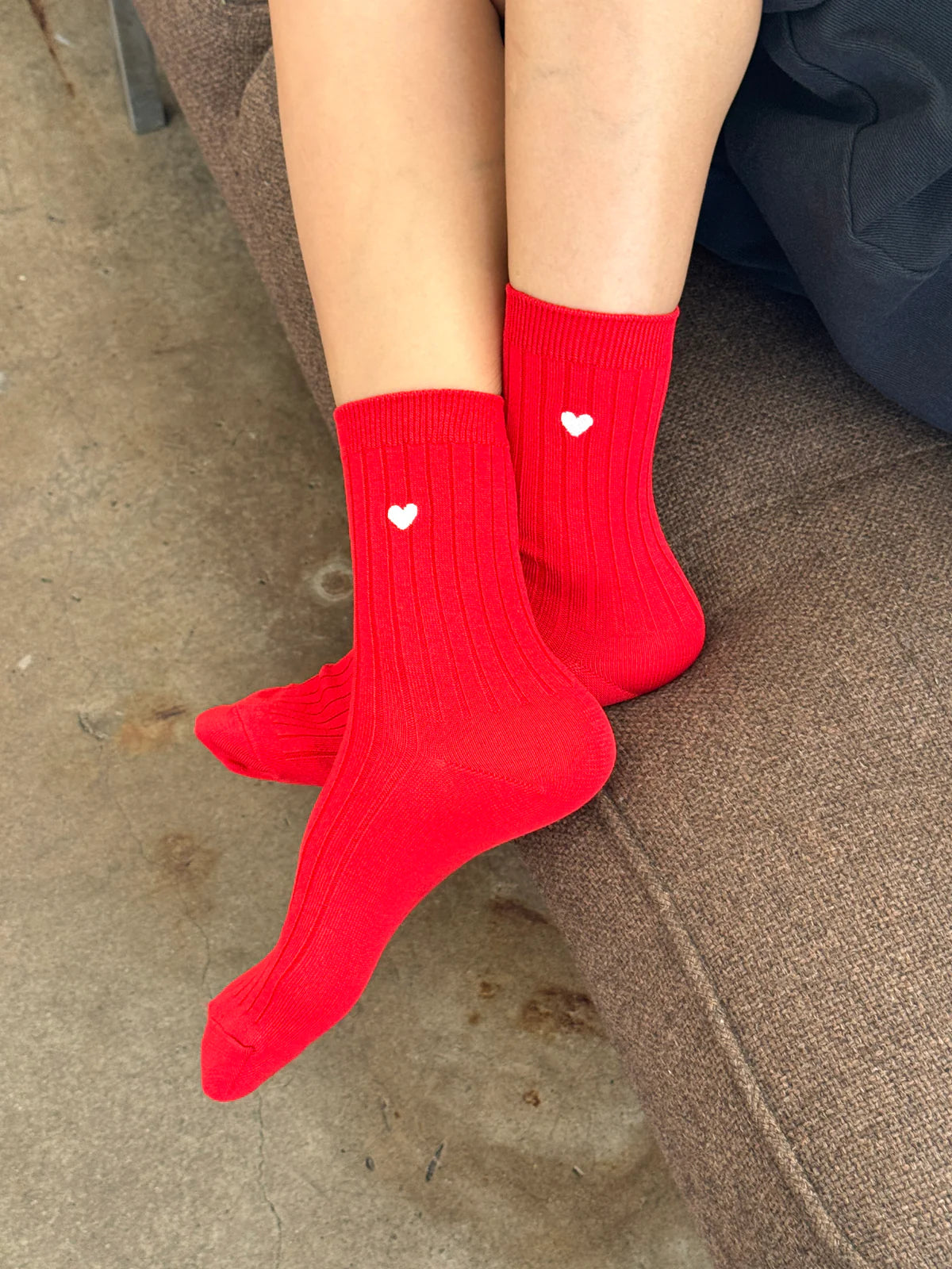 EMBROIDERED HER SOCKS | CLASSIC RED + HEART