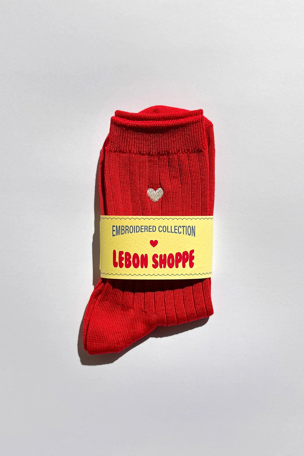 EMBROIDERED HER SOCKS | CLASSIC RED + HEART