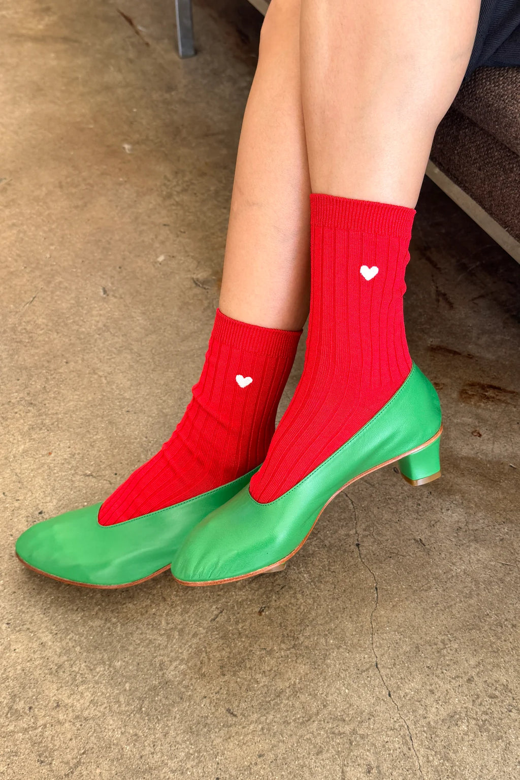 EMBROIDERED HER SOCKS | CLASSIC RED + HEART