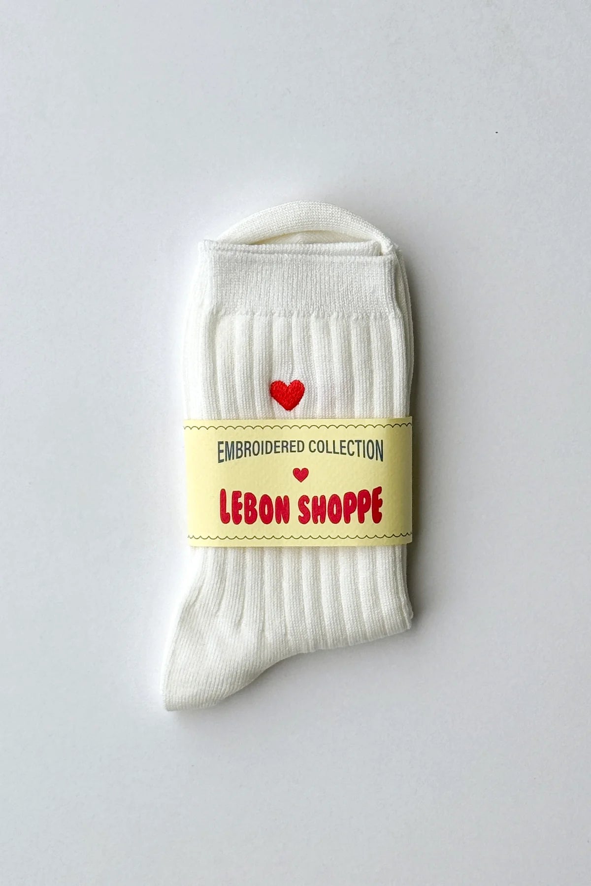 EMBROIDERED HER SOCKS | CLASSIC WHITE + HEART