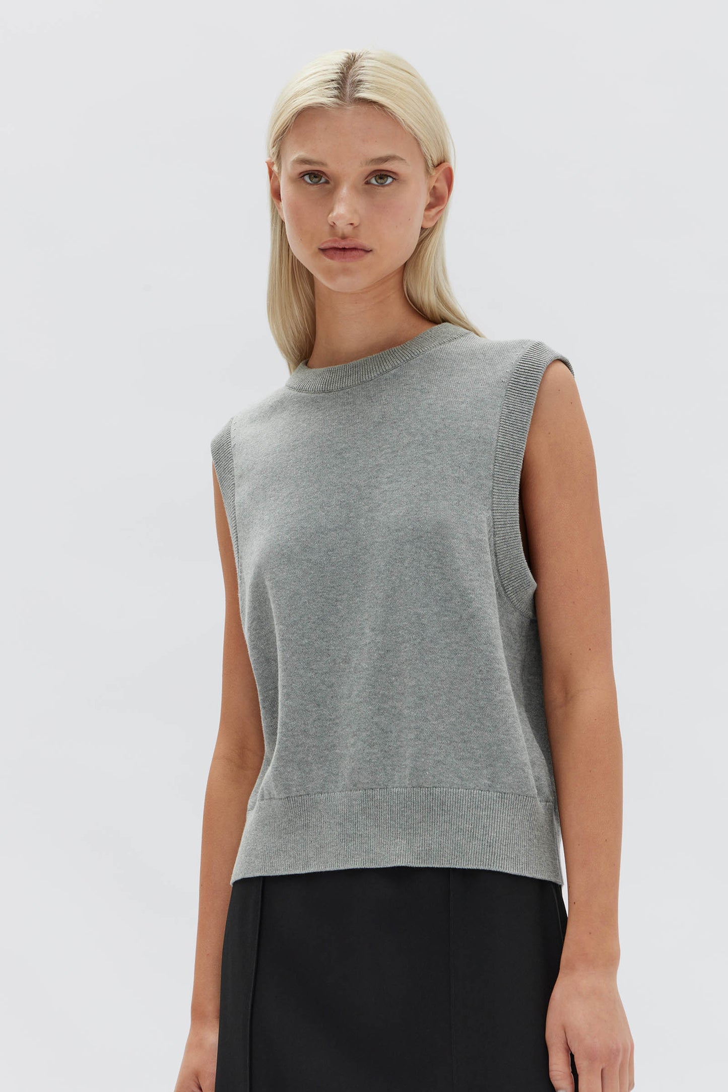 EMBER RELAXED KNIT COTTON VEST | GREY MARLE