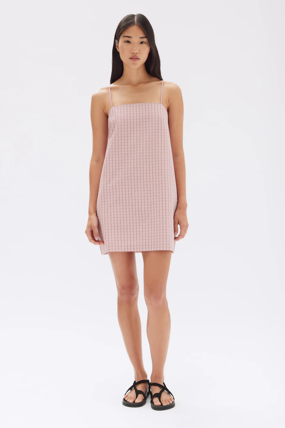 EMILE SEESUCKER MINI SHIFT DRESS | POMELLO CHECK