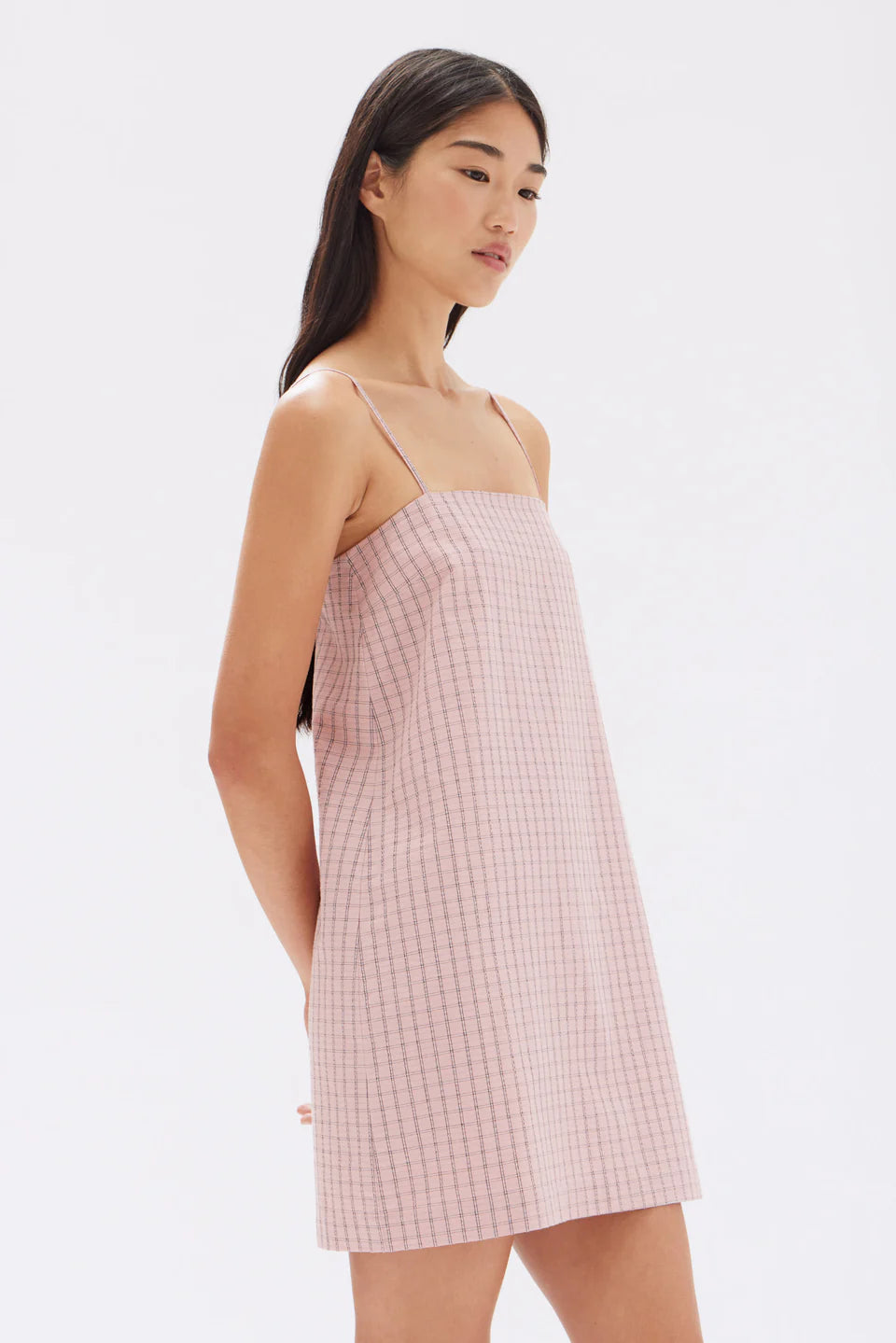 EMILE SEESUCKER MINI SHIFT DRESS | POMELLO CHECK