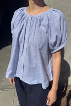 Le Bon Shoppe Emily Short Sleeve Top White and Blue