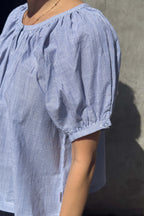 Le Bon Shoppe Emily Short Sleeve Top White and Blue
