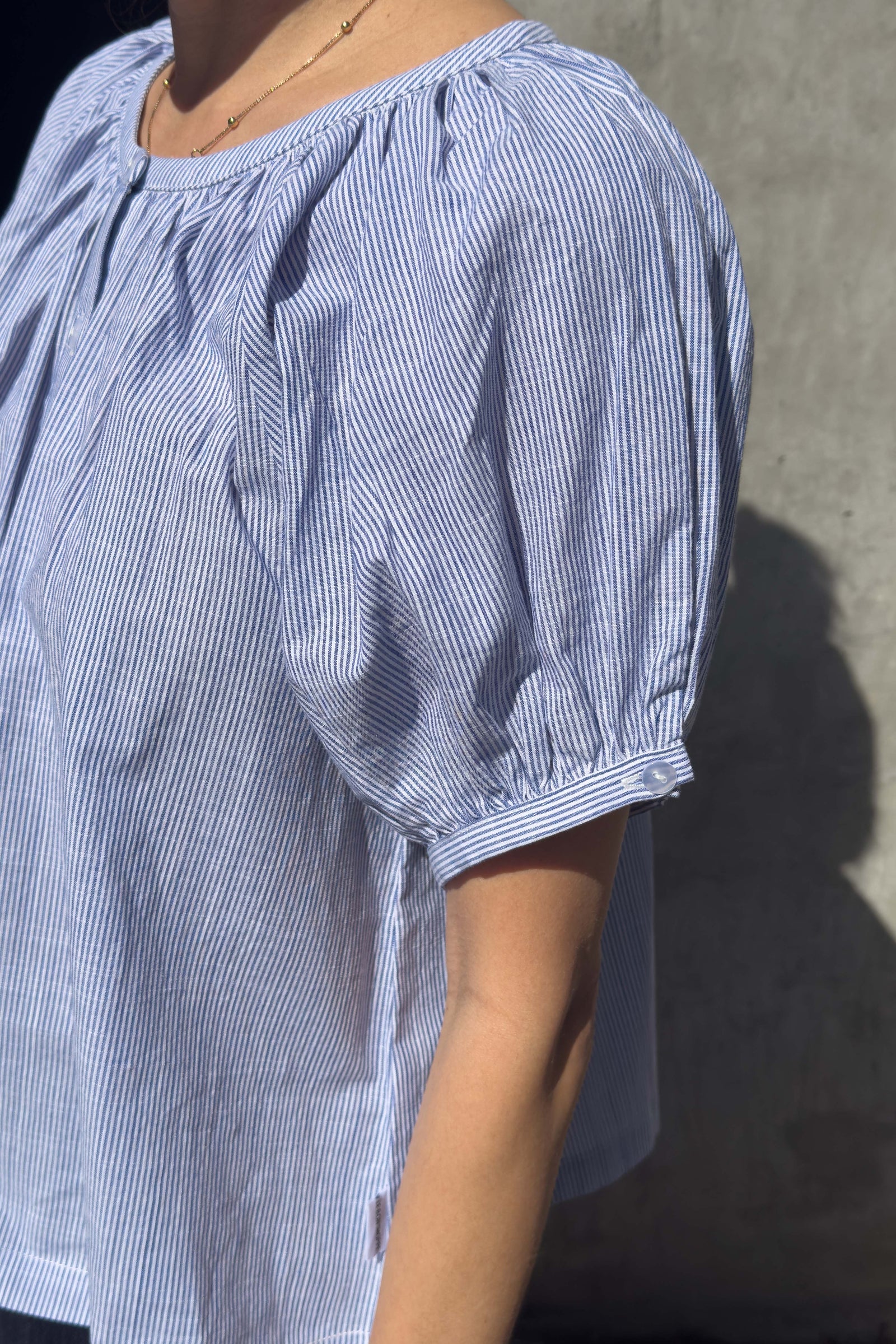 Le Bon Shoppe Emily Short Sleeve Top White and Blue