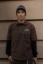 Afends Equipment Workwear Short Sleeve Shirt Coffee