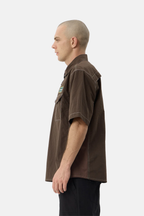 Afends Equipment Workwear Short Sleeve Shirt Coffee