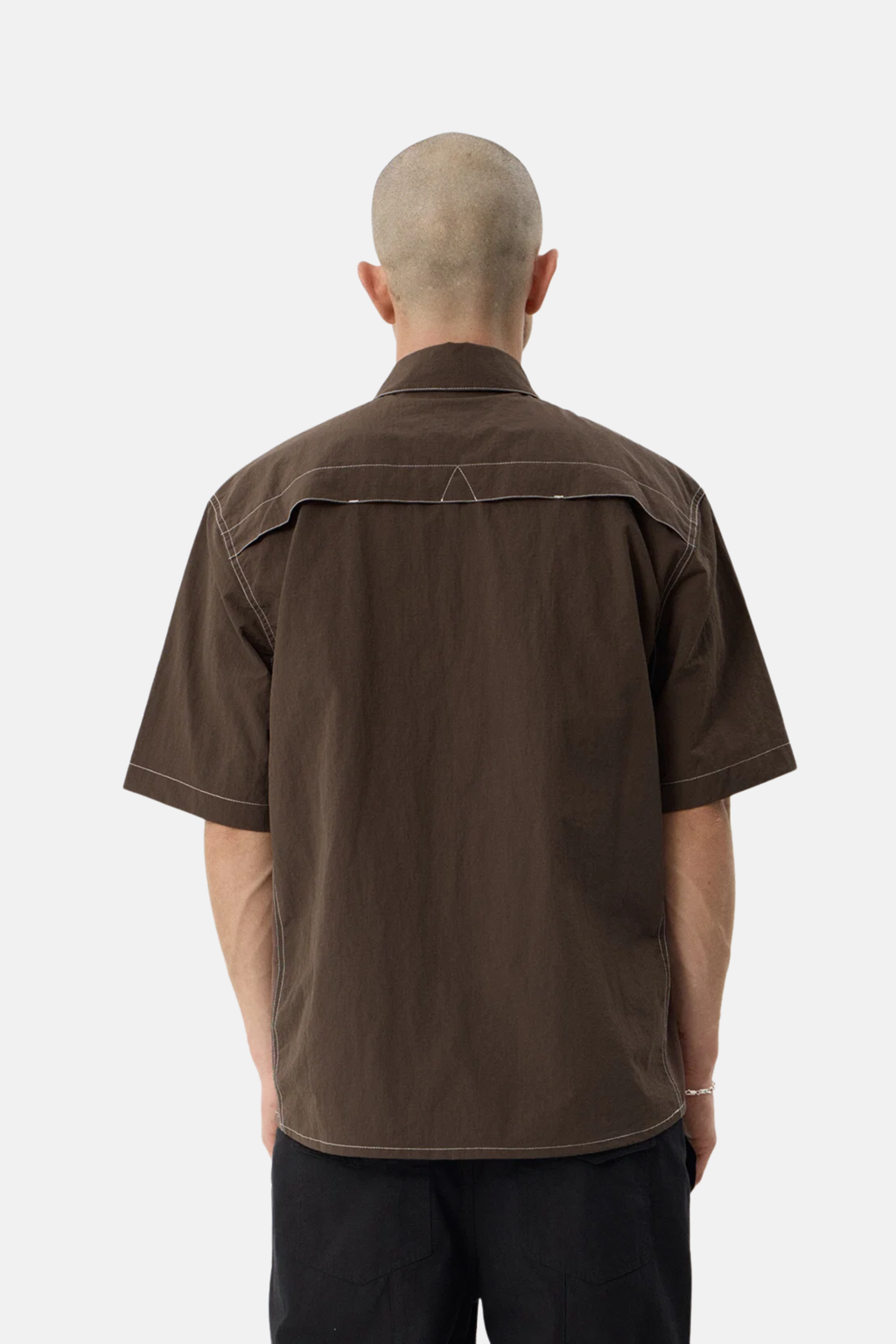 Afends Equipment Workwear Short Sleeve Shirt Coffee