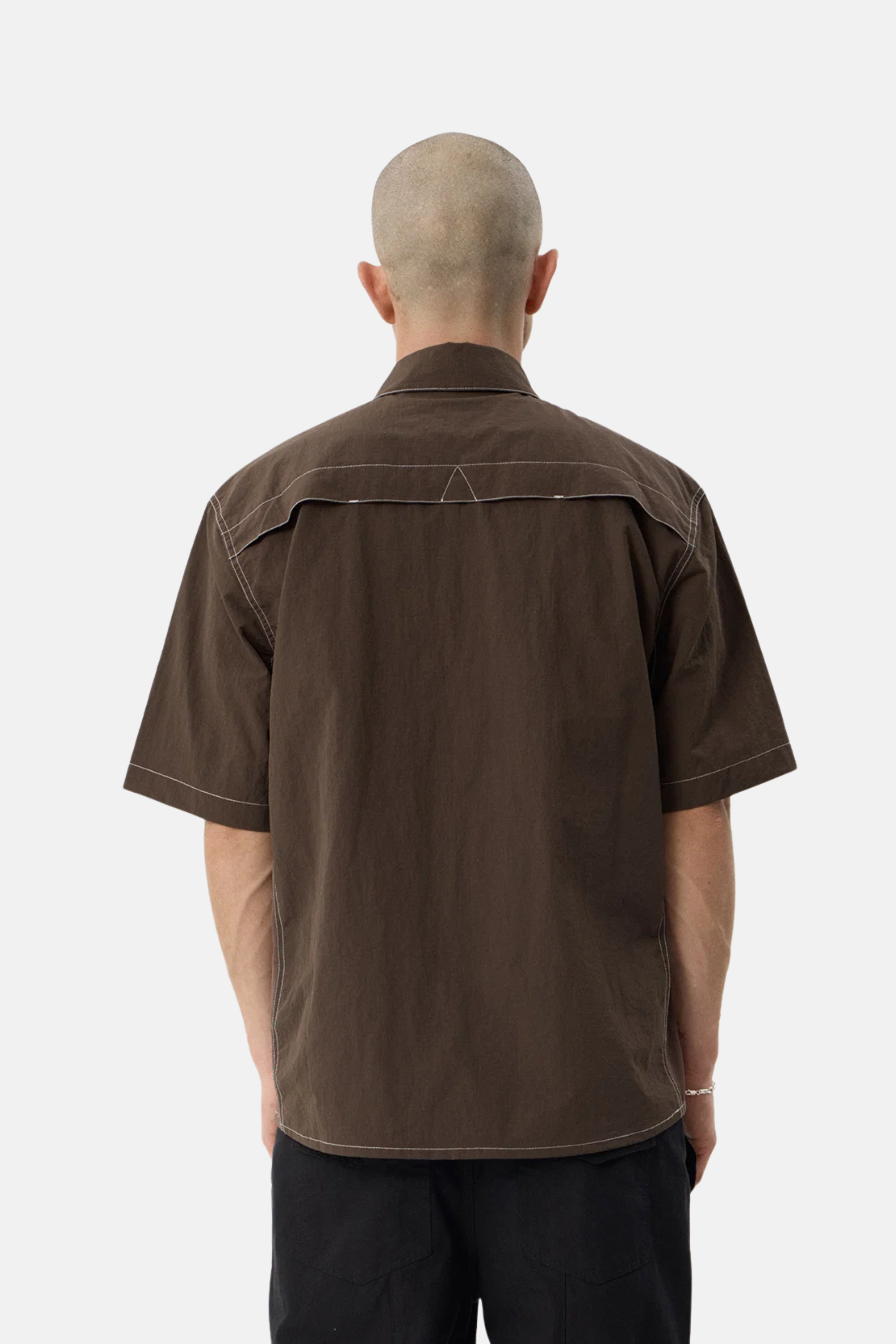 Afends Equipment Workwear Short Sleeve Shirt Coffee