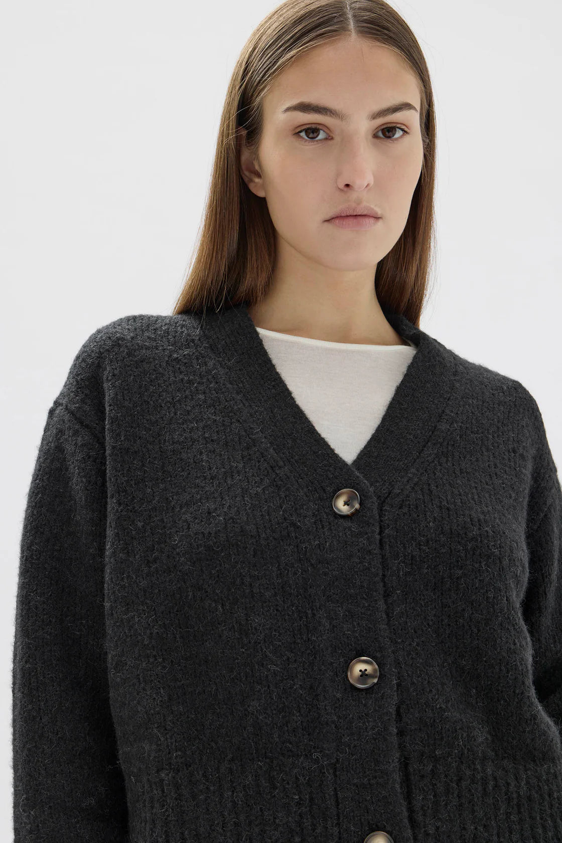 EVI WOOL KNIT CARDIGAN | BLACK