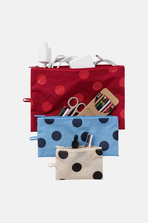 Baggu Flat Pouch Set Polka Dot Mix
