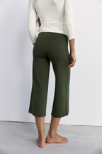 Pinky & Kamal Mid Rise Flare 7 8 Length Khaki