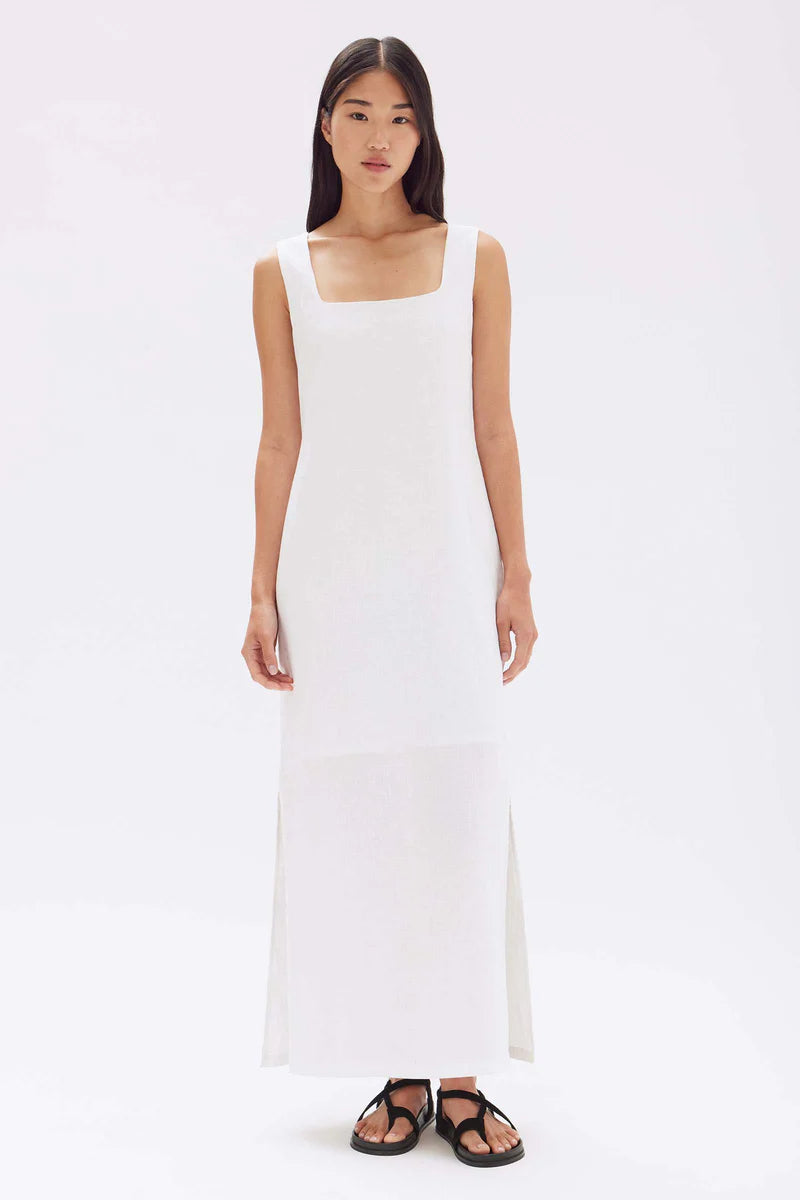 GEORGINA LINEN MAXI DRESS | WHITE