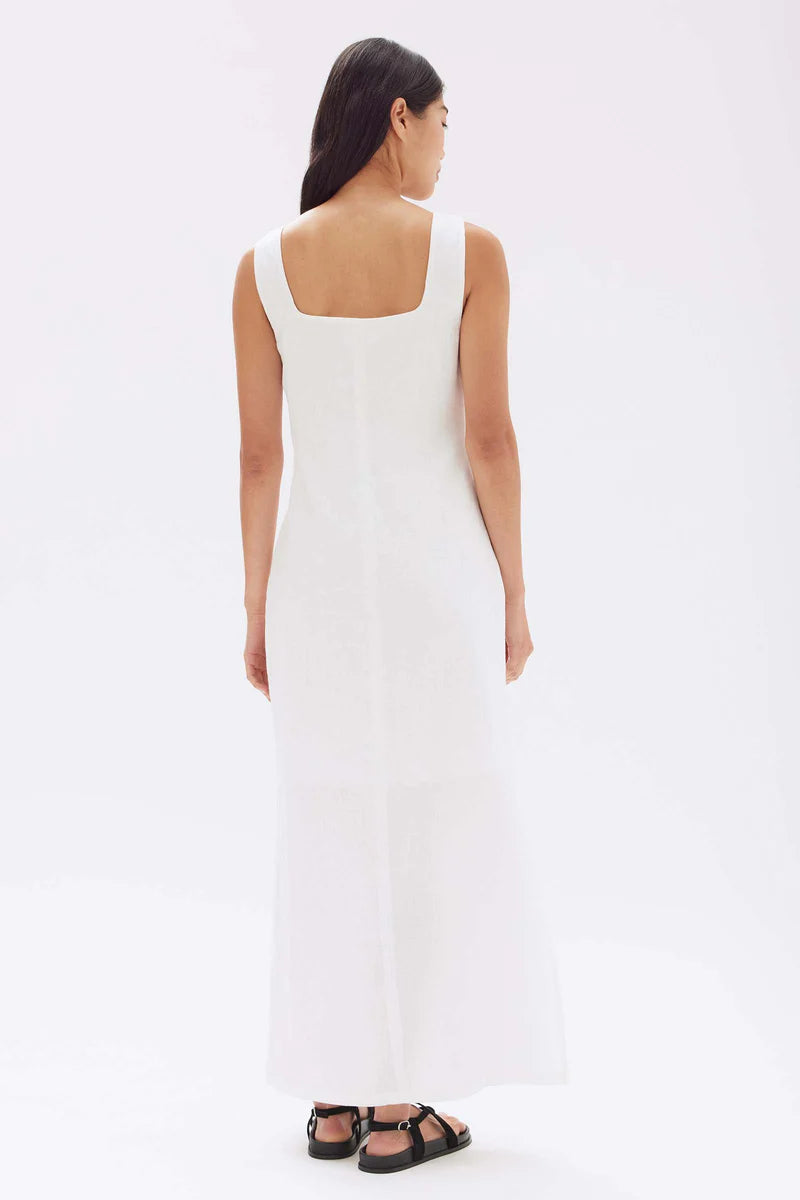 GEORGINA LINEN MAXI DRESS | WHITE