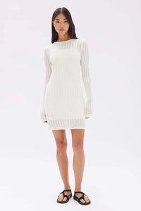 GWEN COTTON KNIT MINI DRESS | CREAM