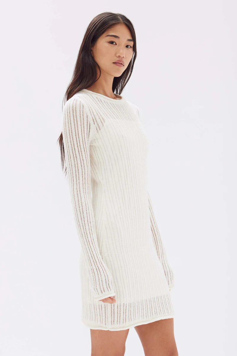 GWEN COTTON KNIT MINI DRESS | CREAM