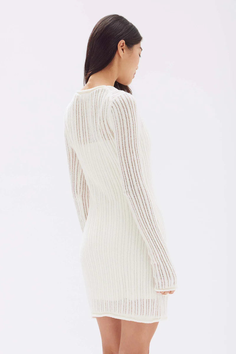 GWEN COTTON KNIT MINI DRESS | CREAM
