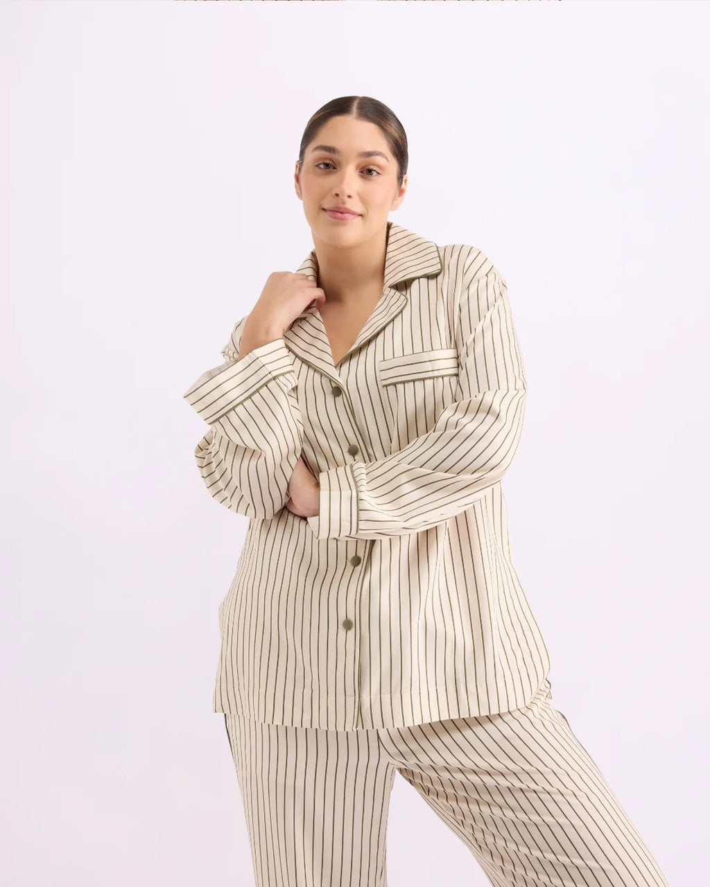 LONG SLEEVE SHIRT | MATCHA STRIPES