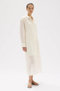 HARPER LINEN SILK MAXI SHIRT DRESS | CREAM