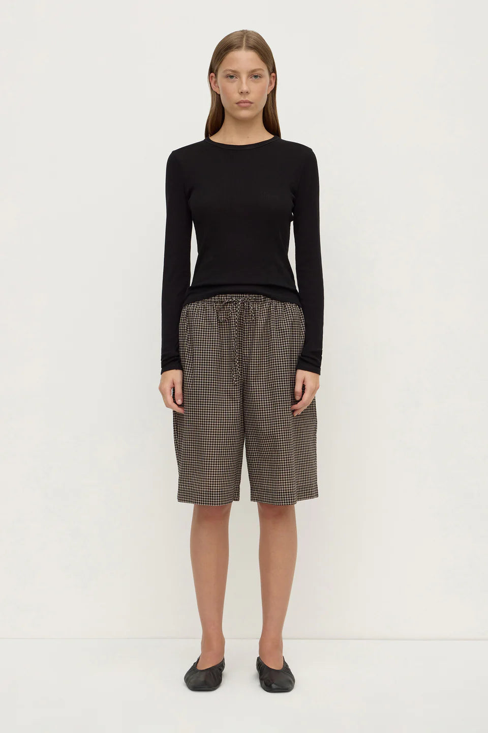 HARRIET CHECK SHORTS | BROWN BLACK