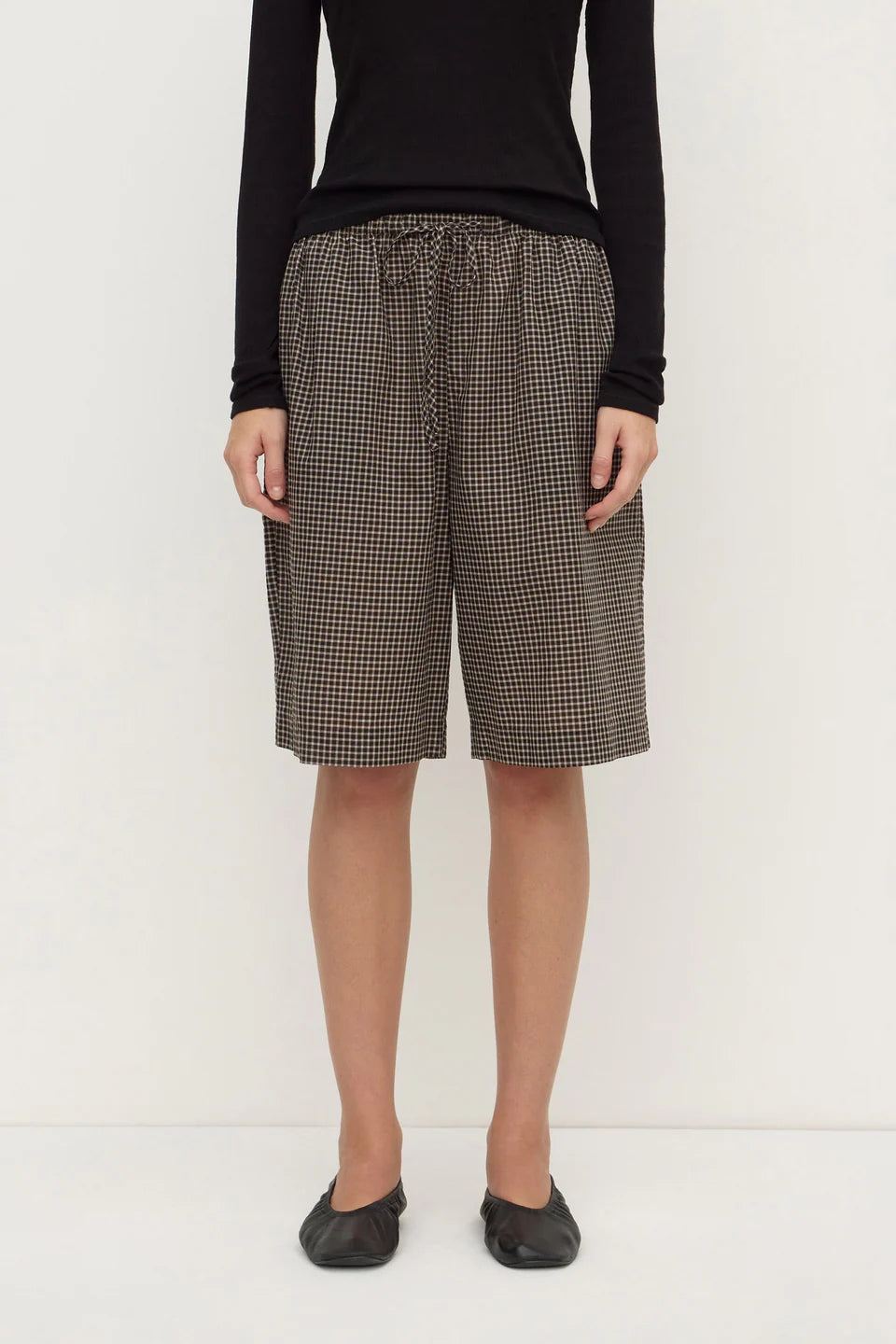 HARRIET CHECK SHORTS | BROWN BLACK