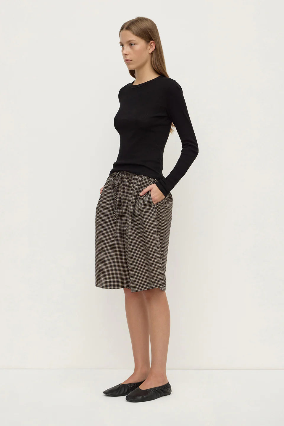 HARRIET CHECK SHORTS | BROWN BLACK