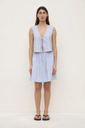 HAVANA STRIPE POPLIN SKIRT | BLUE/WHITE STRIPE