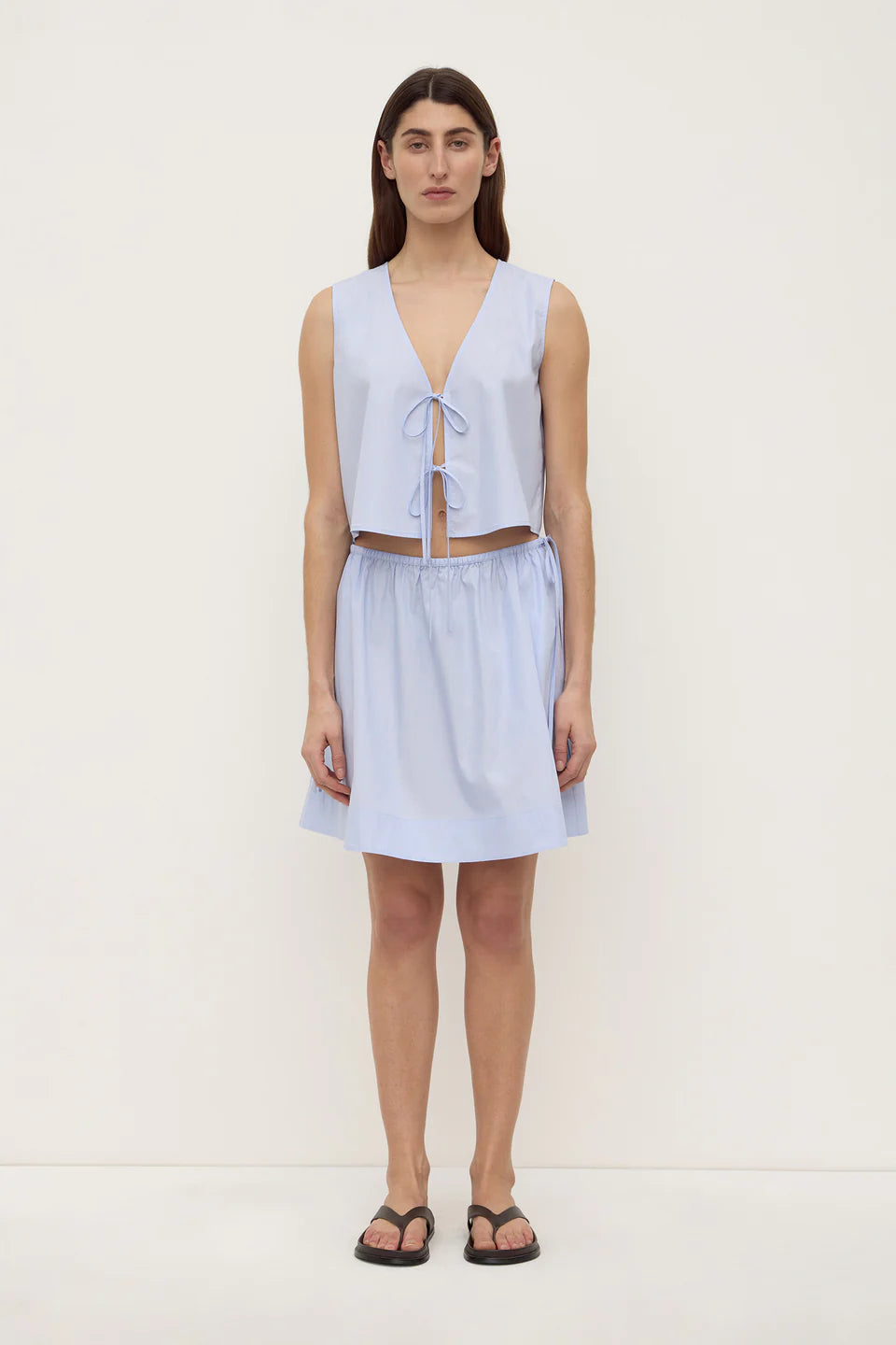 HAVANA STRIPE POPLIN TIE FRONT TOP | BLUE/WHITE STRIPE