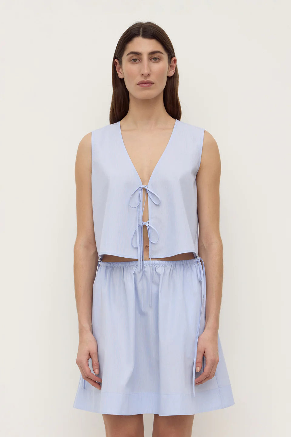 HAVANA STRIPE POPLIN TIE FRONT TOP | BLUE/WHITE STRIPE