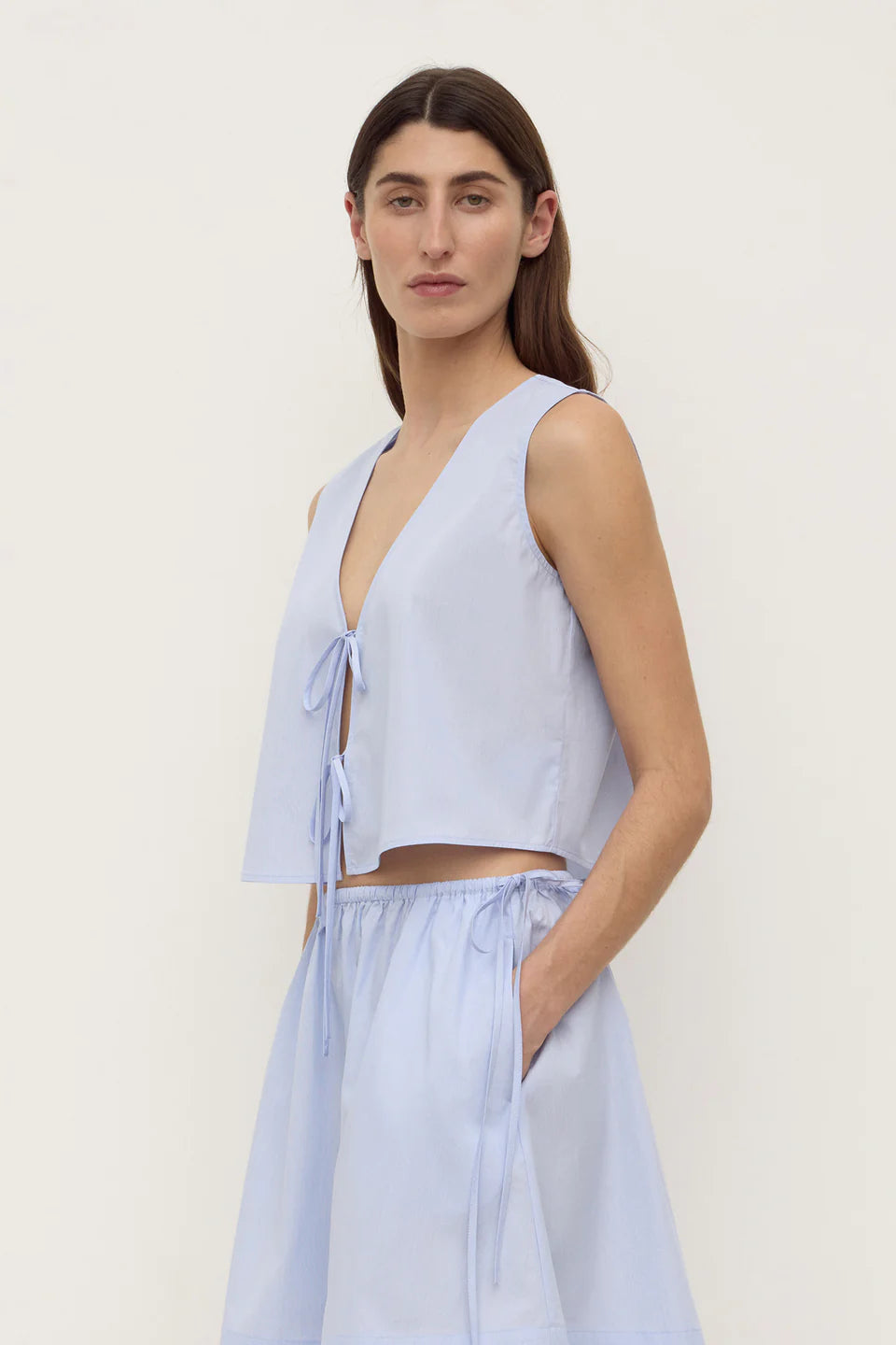 HAVANA STRIPE POPLIN TIE FRONT TOP | BLUE/WHITE STRIPE