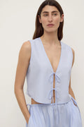 HAVANA STRIPE POPLIN TIE FRONT TOP | BLUE/WHITE STRIPE